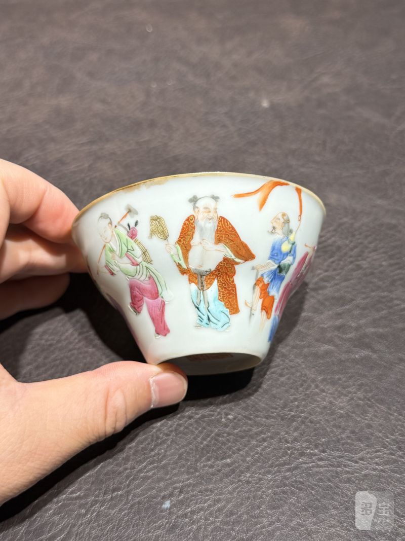 清嘉庆 粉彩八仙图折腰茶圆 - 图3
